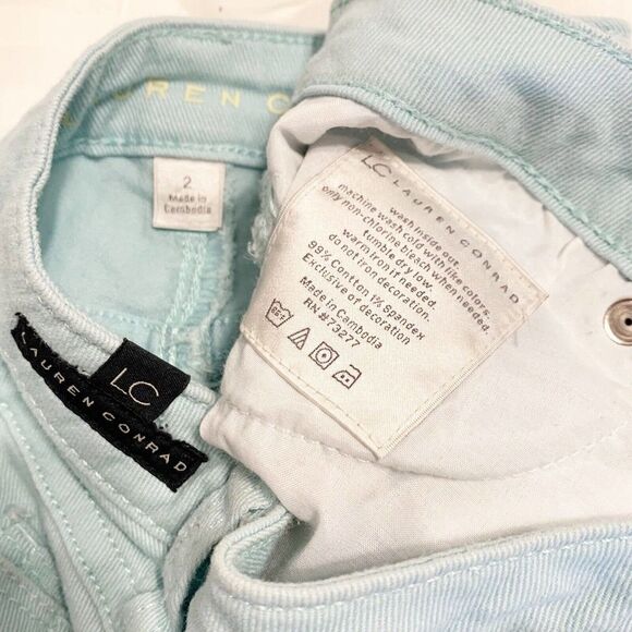 Lauren Conrad Mint Green Denim Jean Shorts Sz 2 Cutoffs GUC - Picture 10 of 10